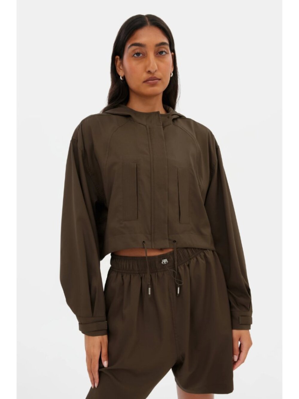Girlfriend Collective Chestnut Heidi Cropped Jacket NWT Size Large Sporty